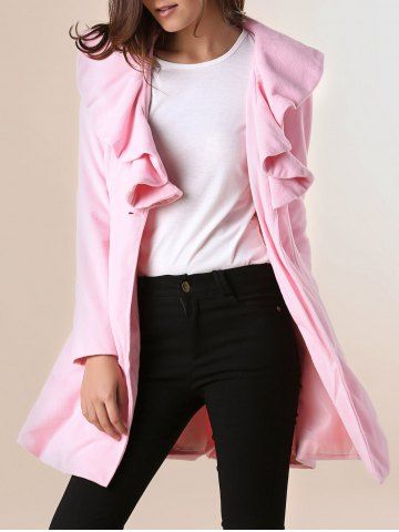 simple plain lapel hooded double breasted long sleeve trench coat