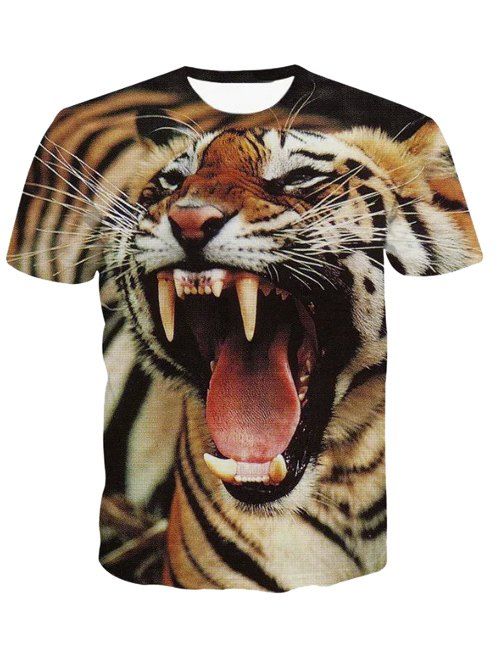 [41% OFF] 3D Round Neck Tiger Print Short Sleeve T-Shirt For Men | Rosegal