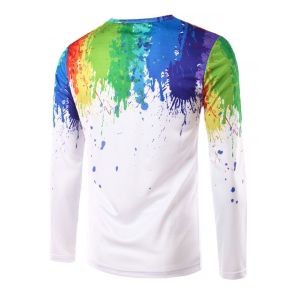 3D Colorful Splatter Paint Long Sleeves T-Shirt In Colormix,M ...