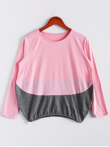 Scoop Neck Patchwork Color Block T-Shirts