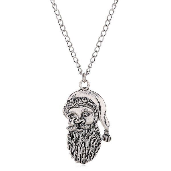 

Vintage Father Christmas Necklace, Silver