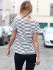 Casual Cuffed Sleeve Striped Pullover T-Shirt For Women -  