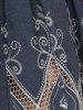 Stylish Stand Collar Sleeveless Embroidered Women's Denim Dress -  