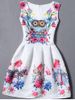 Sleeveless Owl Floral Fit and  Flare Dress -  