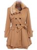 Stylish Turn-Down Neck Long Sleeve Spliced Button Design Lace-Up Women's Coat -  