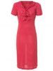 Vintage V-Neck Bowknot Short Sleeve Polka Dot Women's Dress -  