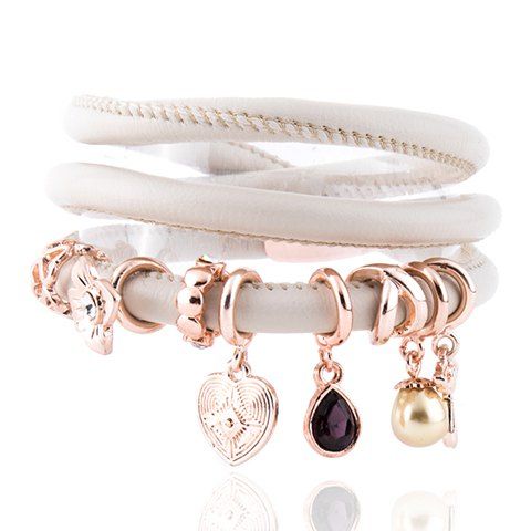 Latest Faux Gem Water Drop Heart Floral Charm Bracelet  