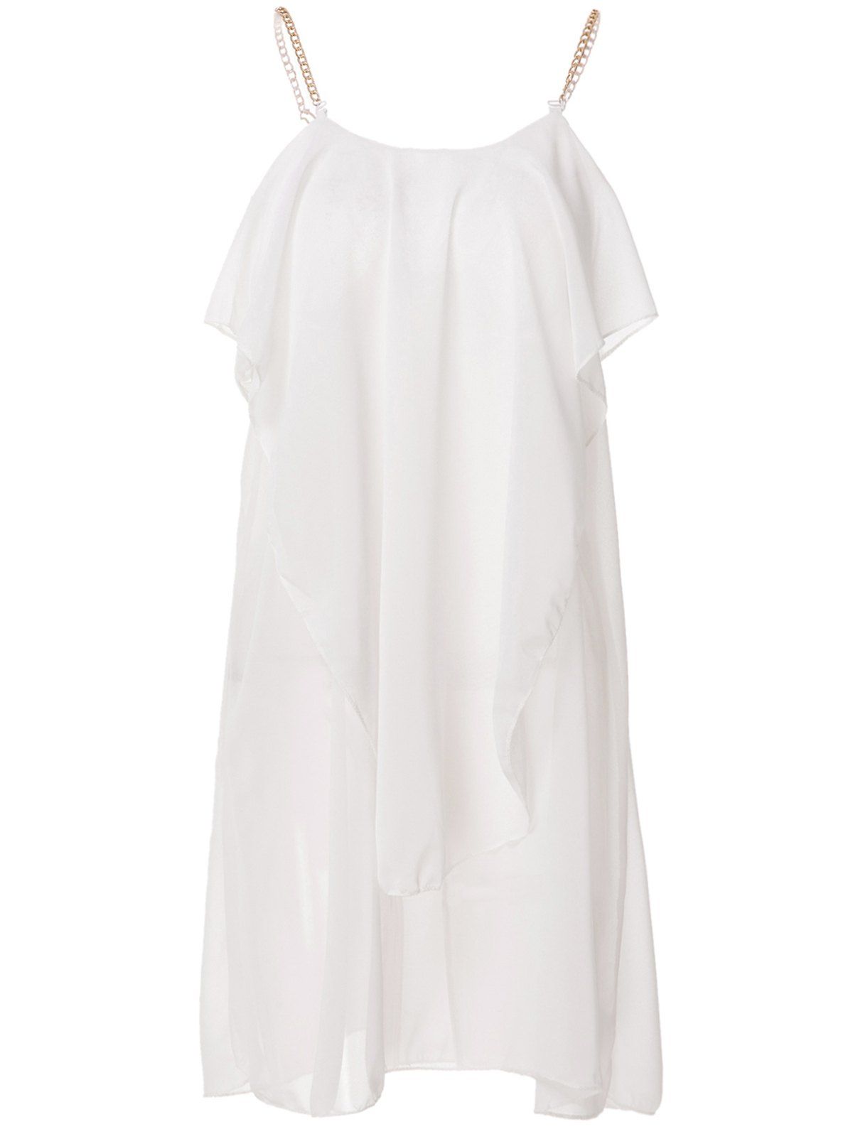 [86 OFF] Chiffon Ruffles Slip Shift Summer Dress Rosegal