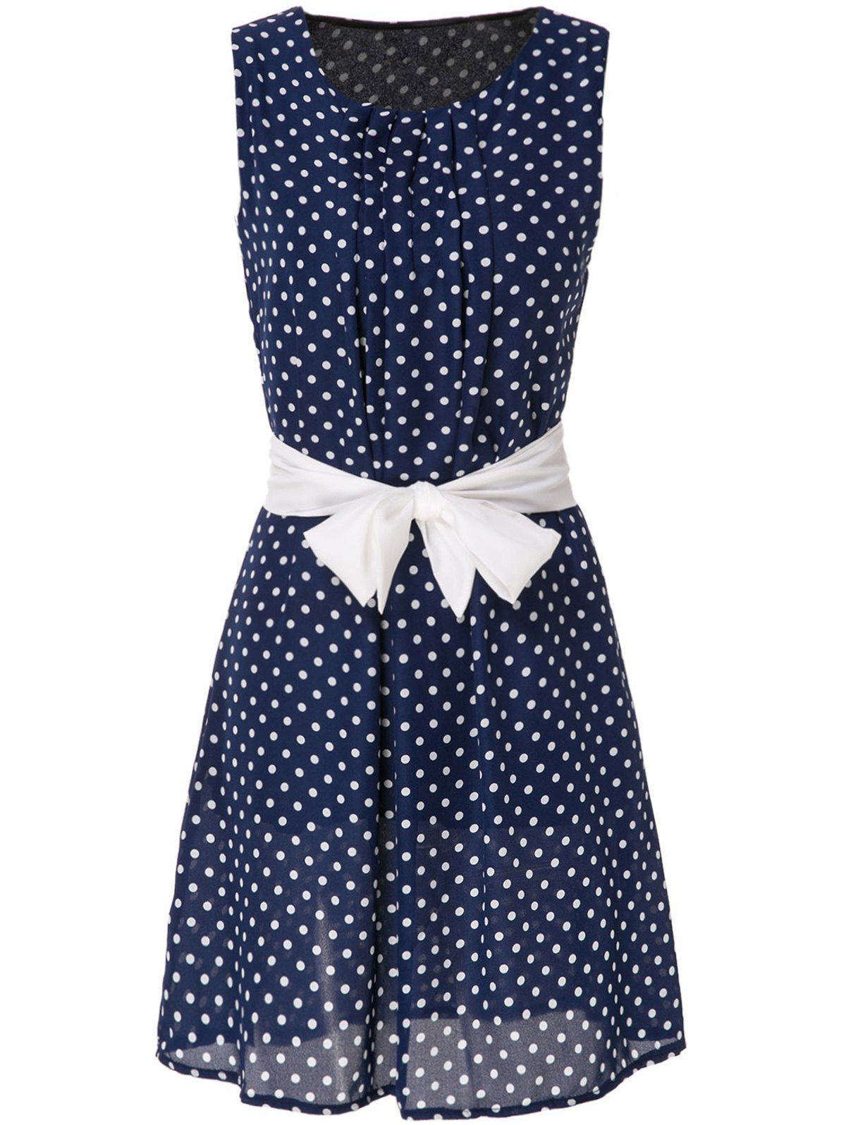 [42% OFF] Sweet Scoop Neck Polka Dot Print Sleeveless Dress For Women ...