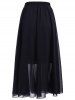 Fashionable Black Elastic Waist Chiffon Women's Skirt -  