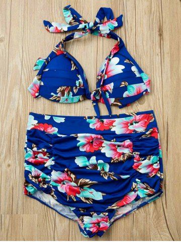 Off Spaghetti Strap Backless Floral Print Two Piece Swimsuit Rosegal