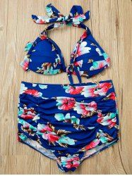 Off Spaghetti Strap Backless Floral Print Two Piece Swimsuit Rosegal