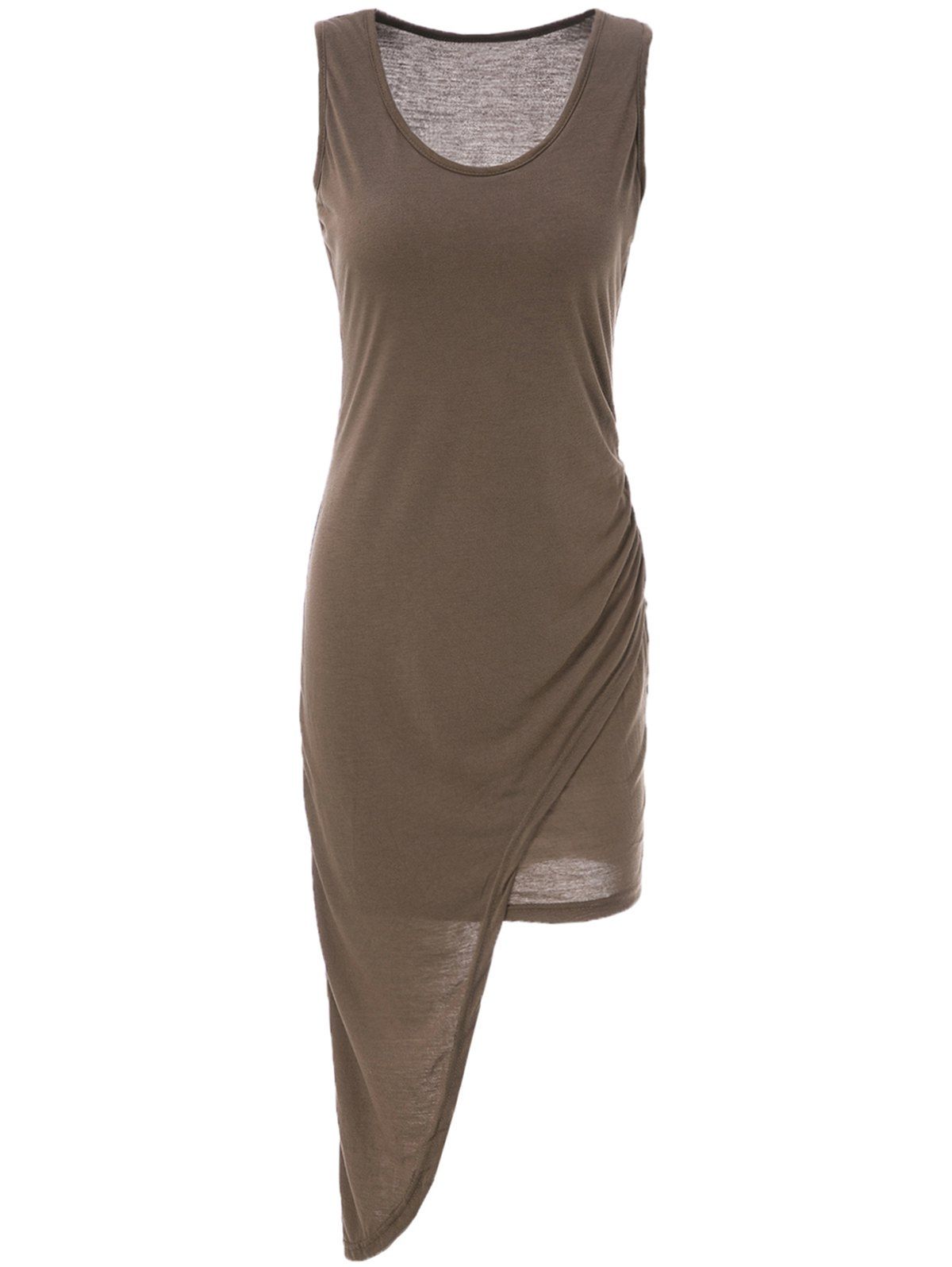 [31% OFF] U Neck Sleeveless Solid Color High-Low Hem Dress For Women ...