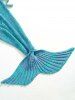 Stylish Knitted Flowers Embellished Mermaid Tail Shape Blanket For Kids -  