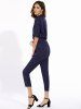 Fashionable V-Neck Short Sleeve Pure Color Jumpsuit For Women -  