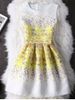 Refreshing Guipure Floral Print High Waist Dress -  