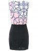 Elegant Draped Collar Printed Sleeveless Bodycon Chiffon Dress For Women -  