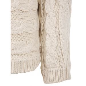 Off White One Size Slash Neck Cable Knit Jumper Sweater | RoseGal.com
