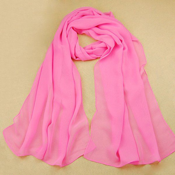 

Chic High Quality Solid Color Chiffon Scarf For Women, Peach pink