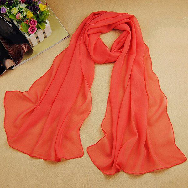 

Chic High Quality Solid Color Chiffon Scarf For Women, Watermelon red