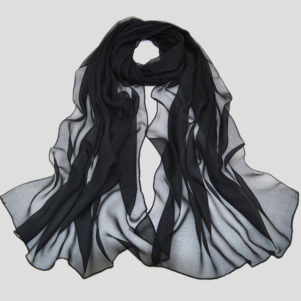 

Chic High Quality Solid Color Chiffon Scarf For Women, Black