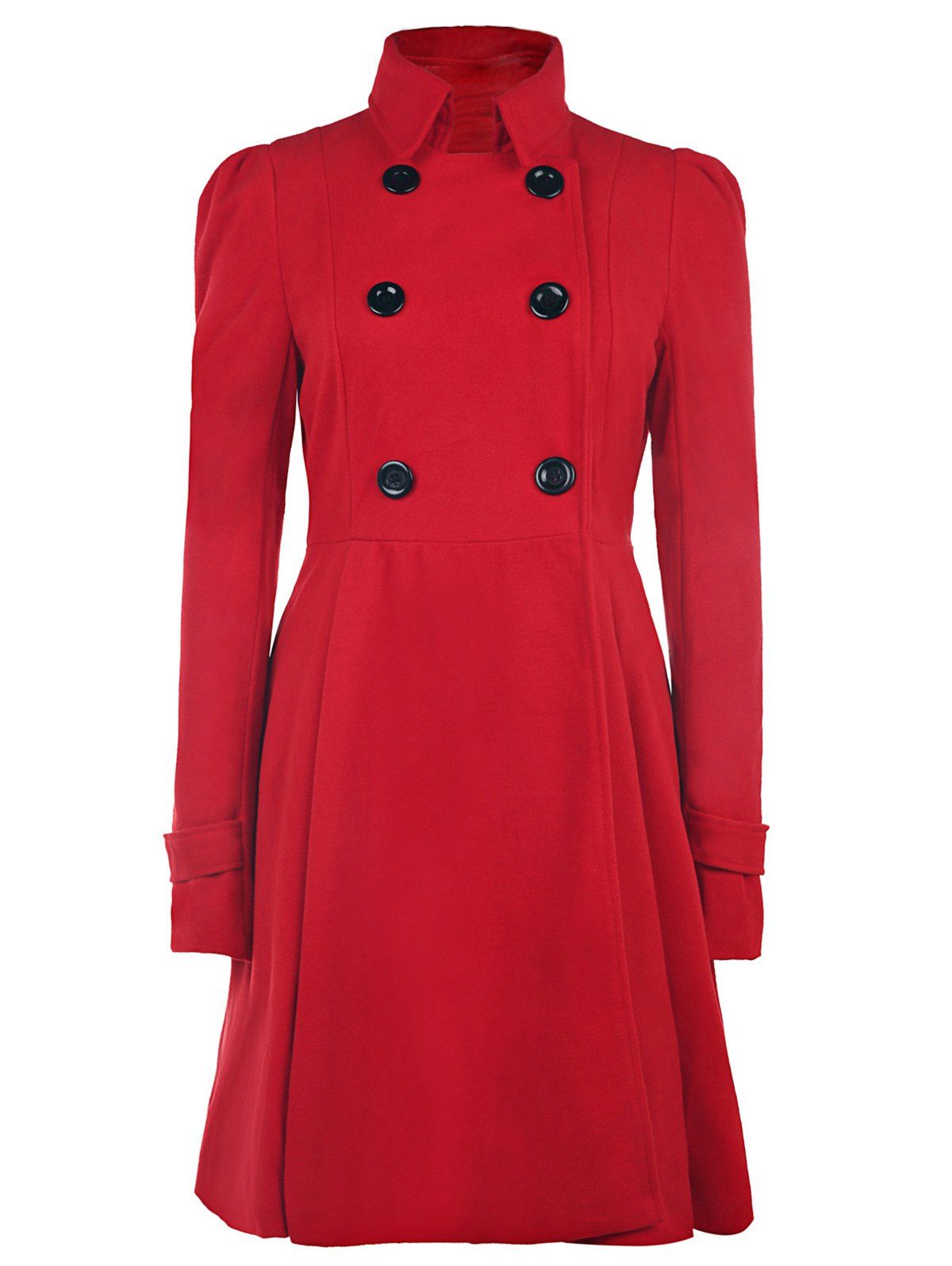 

Fit and Flare Double Breasted Coat, Red