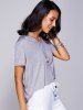 Casual V-Neck High Low T-Shirt For Women -  