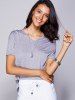 Casual V-Neck High Low T-Shirt For Women -  