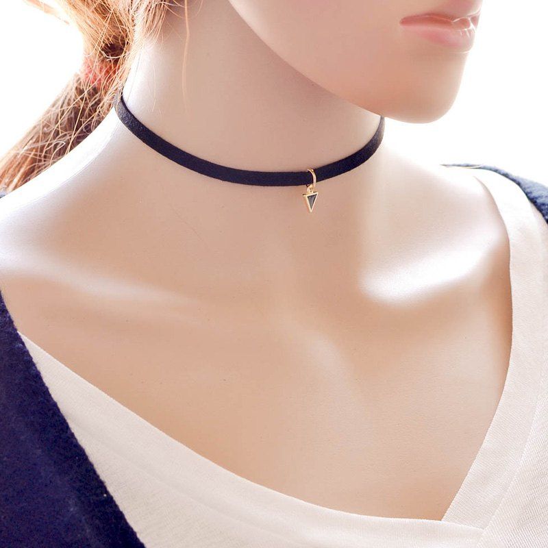 

Vintage Triangle Velvet Choker Necklace, Black