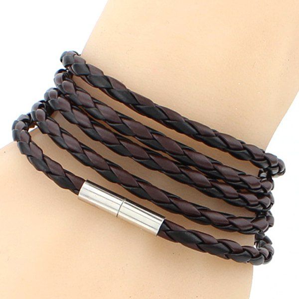 

Faux Leather Braided Layered Bracelet, Coffee