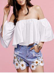 Off The Shoulder Flounce Women's Blouse - WHITE M