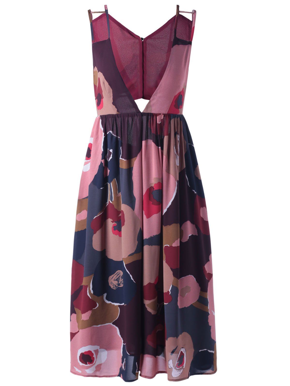 2018 Elegant Vneck Print Dress For Women In Colormix S