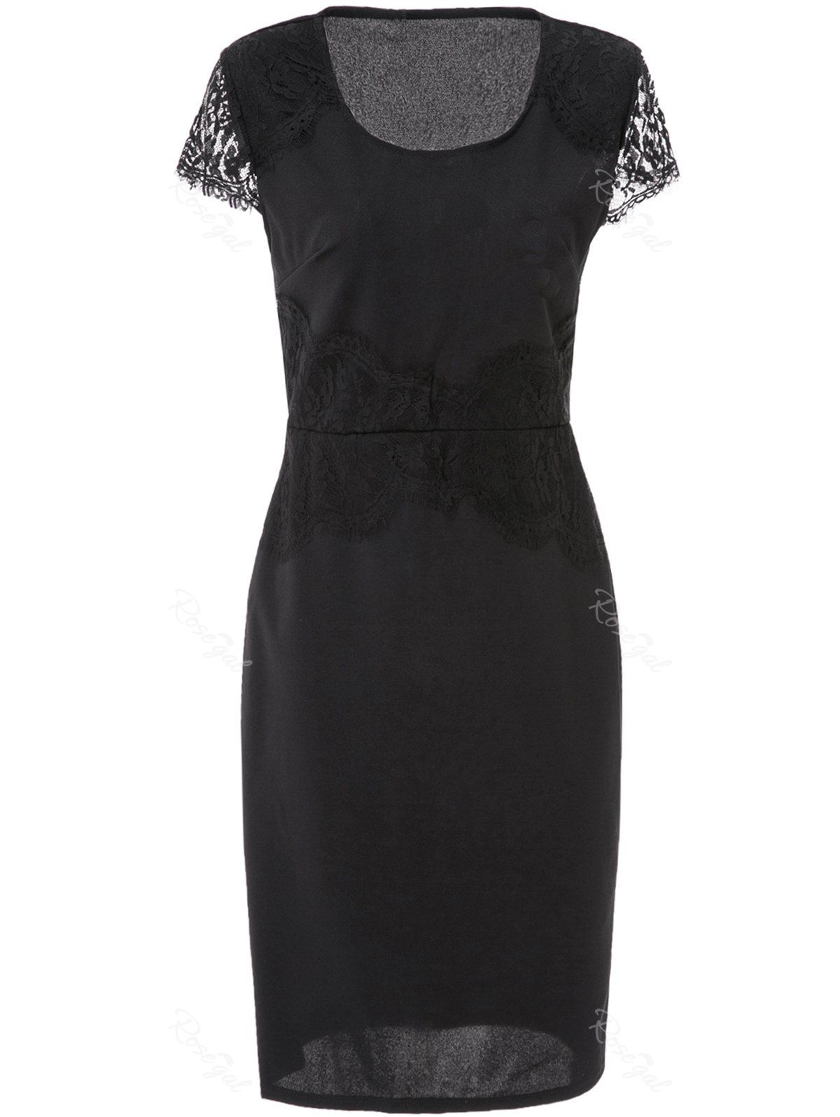 [52 OFF] Noble Scoop Neck Short Sleeve Plus Size Lace Spliced Women's