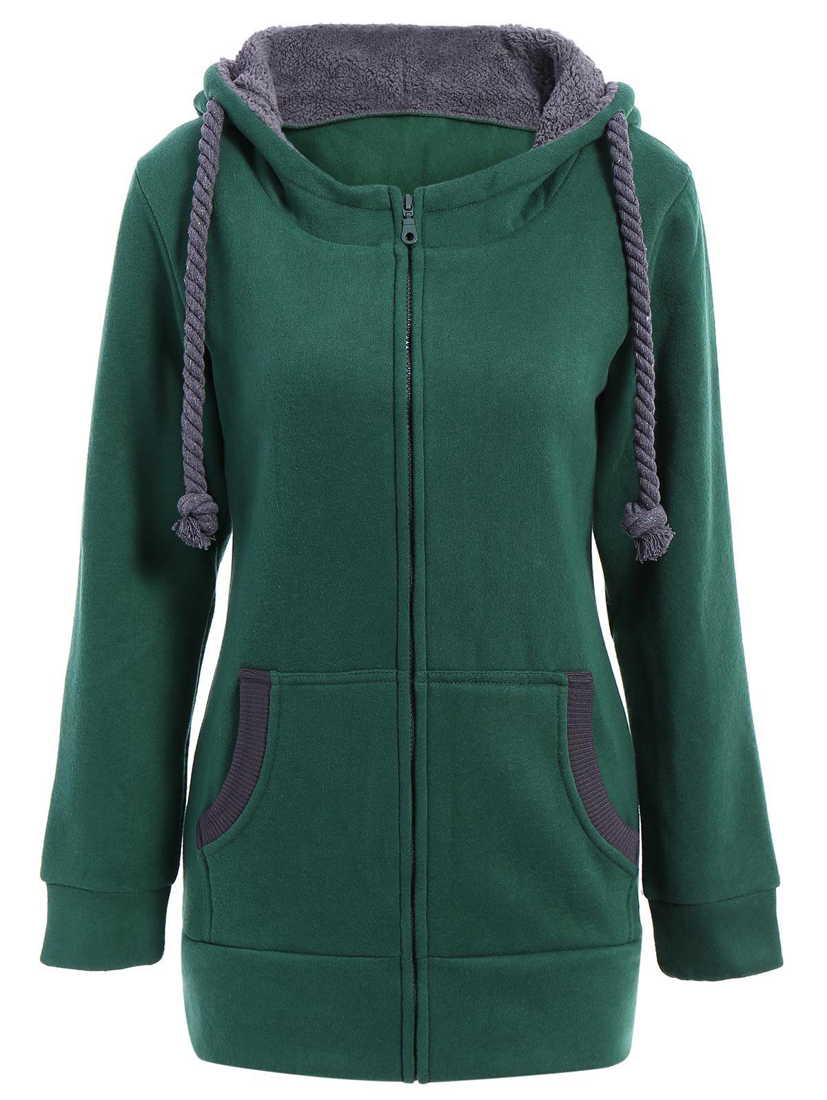 [54 OFF] Casual Style Hooded Long Sleeve LooseFitting Women's Zip Up Hoodie Rosegal