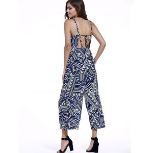 Fashionable Geometric Spaghetti Straps Jumpsuits For Women -