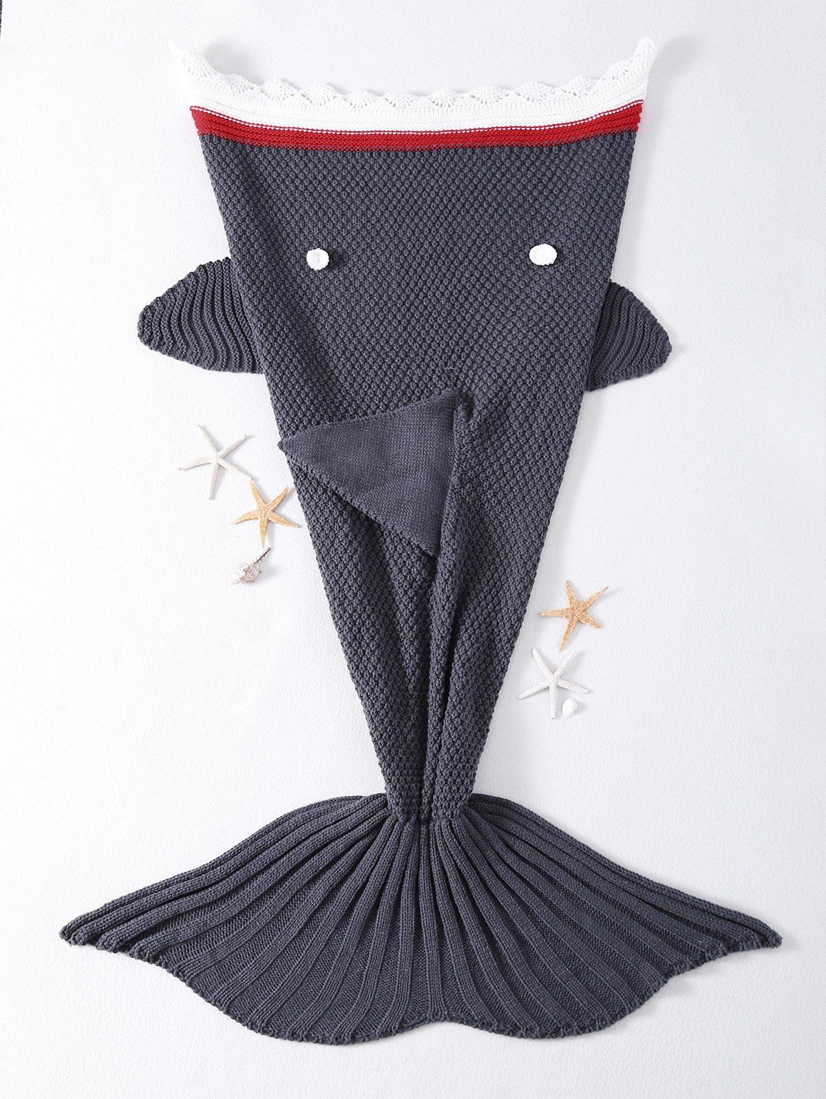

Fashion Comfortable Crochet Knitted Shark Design Blankets, Gray