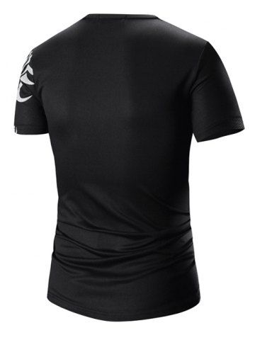 

Round Neck Printed Short Sleeve T-Shirt For Men, Black