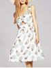 Stylish Women's V Neck Hollow Out Pineapple Print Dress -  