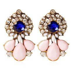 Pair of Vintage Rhinestone Water Drop Embellished Earrings For Women -  