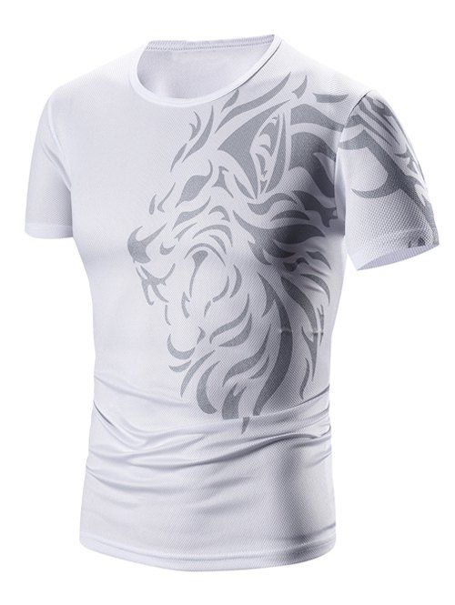 

Round Neck Printed Short Sleeve T-Shirt For Men, White