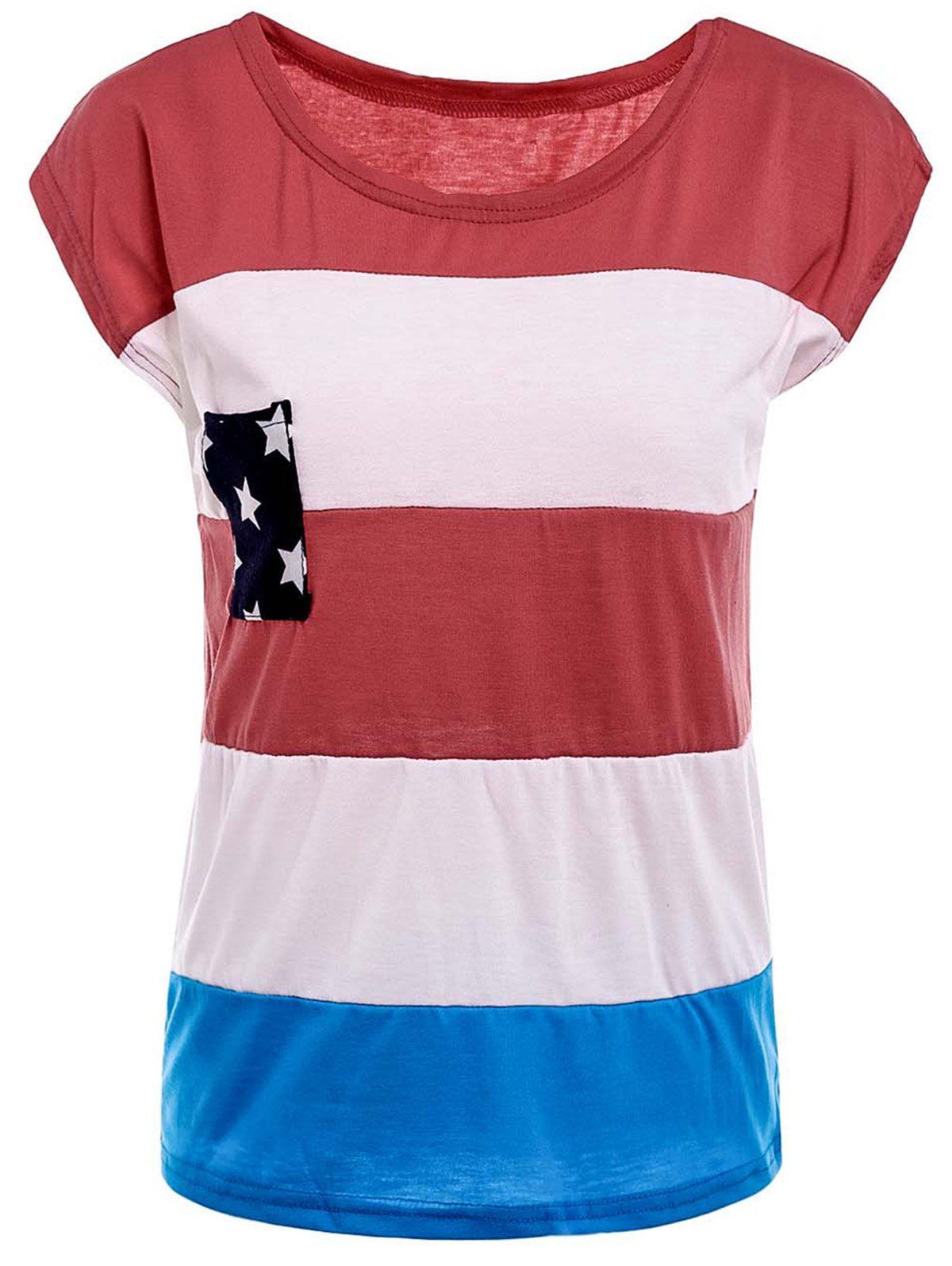 

Distressed American Flag Print Short Sleeve T-Shirt, Red