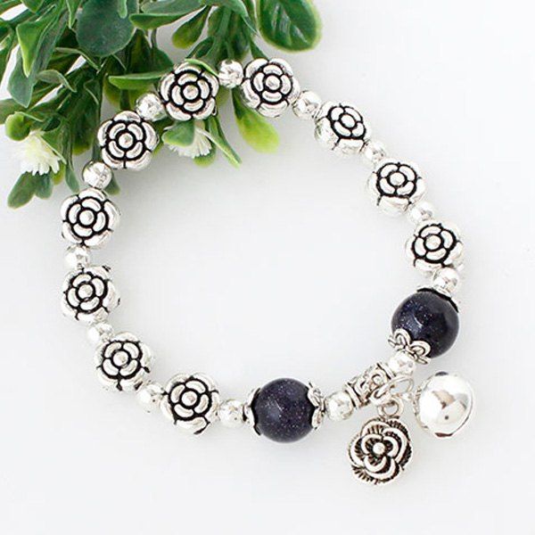 

Vintage Rose Beads Bracelet For Women, Silver