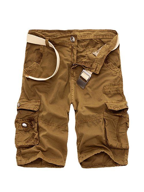 [50% OFF] Zipper Fly Cotton Blends Multi-Pockets Straight Leg Cargo ...