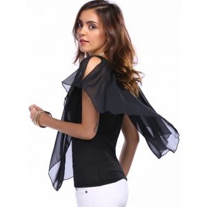 black chiffon overlay top