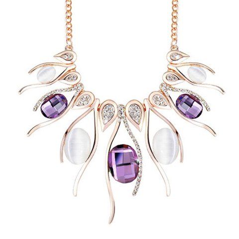 

Noble Faux Amethyst Rhinestoned Necklace For Women, Purple