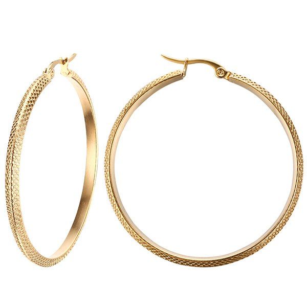 

Pair of Retro Alloy Big Circle Earrings, Golden