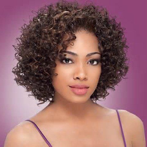 

Stylish Synthetic Medium Curly Wig For Women, Deep brown