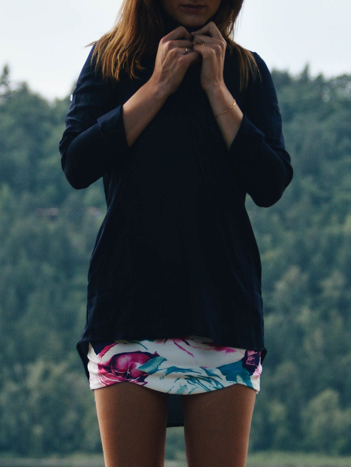 plunging neckline long sleeve top