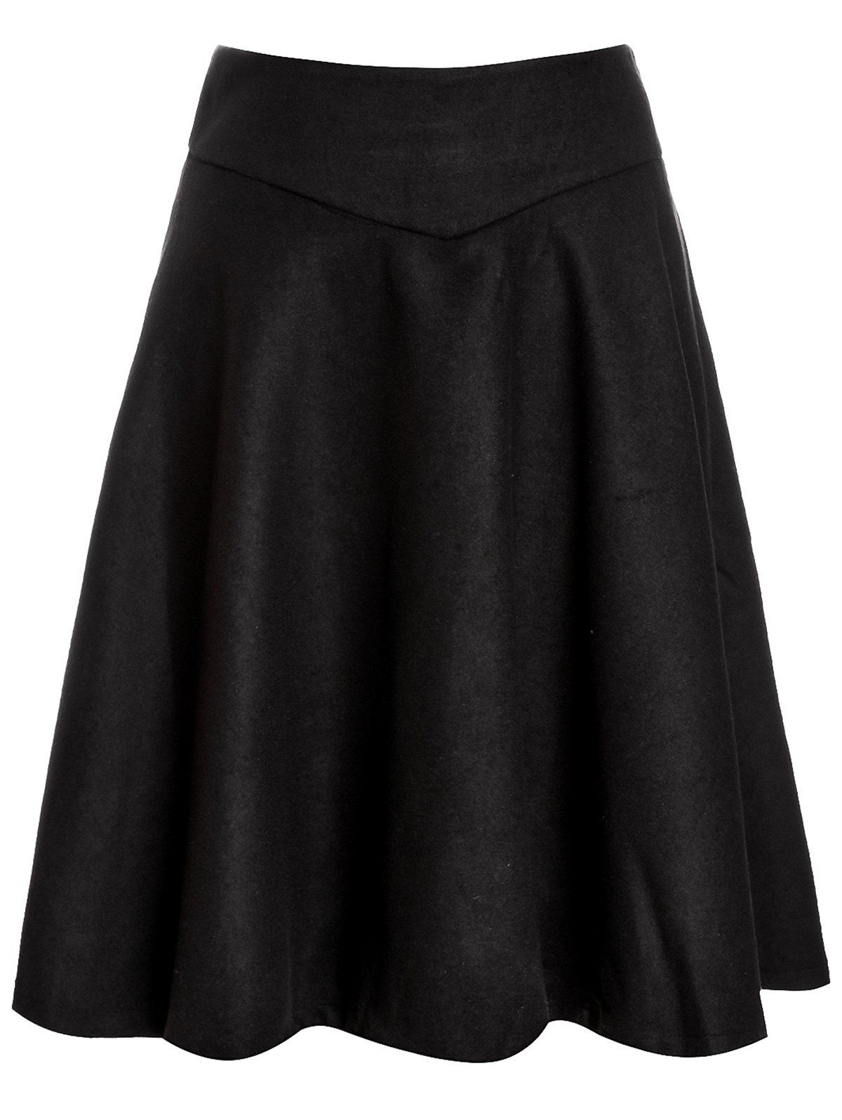 [62% OFF] Woolen Midi High Waist Skirt | Rosegal