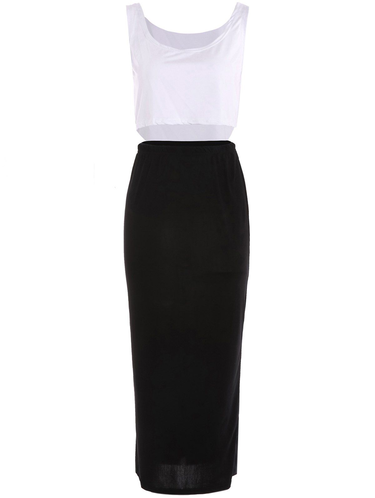 

Stylish U Neck Bodycon Suit For Women, White and black